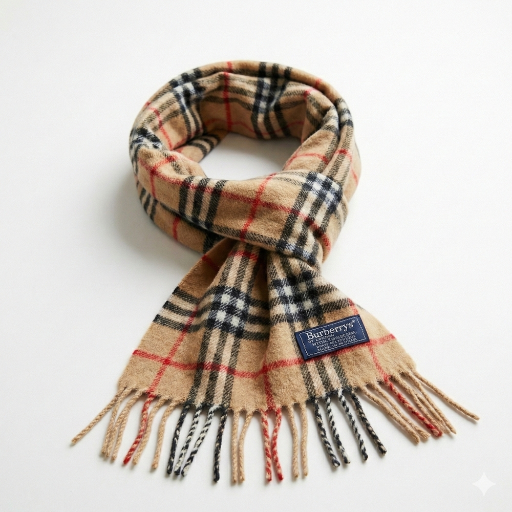 BURBERRYS EUC Classic Check Wool Scarf - Camel / Archive Beige UNISEX